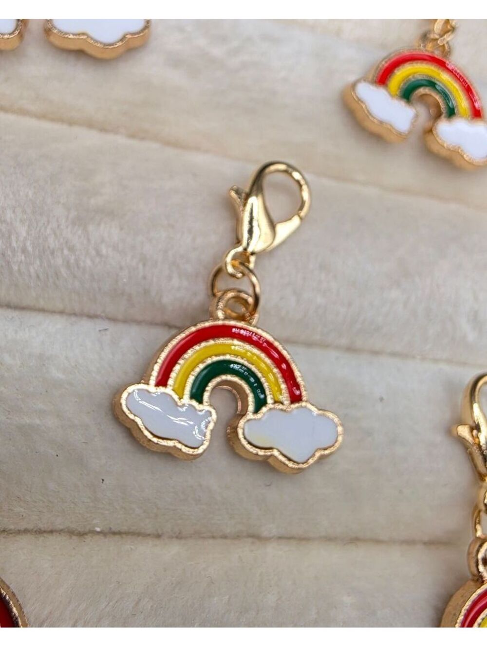 5 Rainbow Cloud Charms with Gold Lobster Clasp